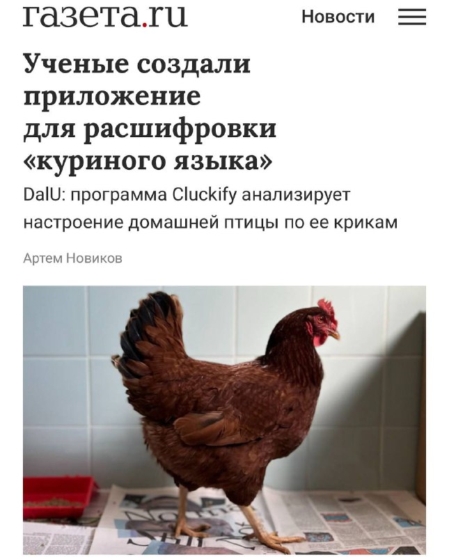 Киберпанк наступил: ученые создали переводчик с КУРИНОГО языка. Киберпанк наступил: ученые создали переводчик с КУРИНОГО языка.