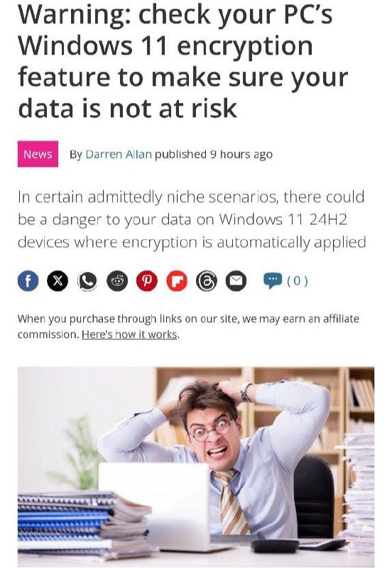 ⚡️ НЕ ОБНОВЛЯЙТЕ Windows — последний патч УБЬЕТ ваш жесткий диск и удалит ВСЕ данные с компа. Разрабы включили BitLocker для всех версий 11-й винды. ⚡️ НЕ ОБНОВЛЯЙТЕ Windows — последний патч УБЬЕТ ваш жесткий диск и удалит ВСЕ данные с компа. Разрабы включили BitLocker для всех версий 11-й винды.