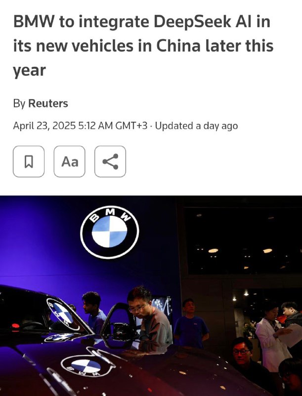 DeepSeek завезут в BMW: до конца 2025 года в машины встроят «умного» помощника на базе мощнейшего ИИ — заявил глава автосалона в Шанхае. DeepSeek завезут в BMW: до конца 2025 года в машины встроят «умного» помощника на базе мощнейшего ИИ — заявил глава автосалона в Шанхае.