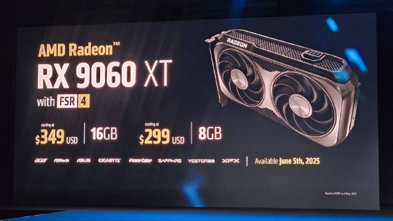 AMD представила своего «бюджетного» конкурента RTX 5060 Ti от Nvidia — RX 9060 XT. AMD представила своего «бюджетного» конкурента RTX 5060 Ti от Nvidia — RX 9060 XT.