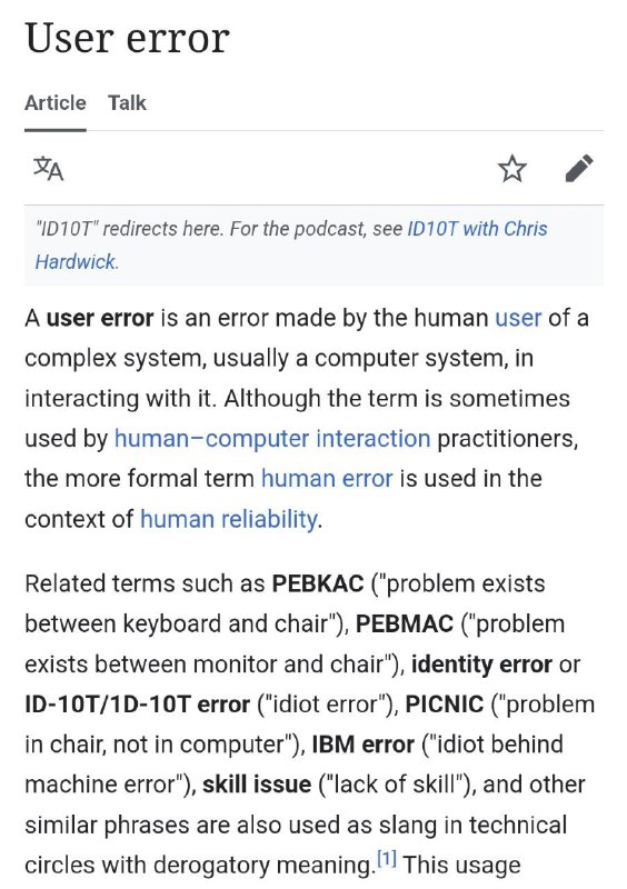 Реддиторы обсудили, как на их языках обозначается User Error (ошибка пользователя). Реддиторы обсудили, как на их языках обозначается User Error (ошибка пользователя).