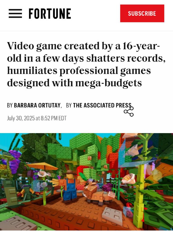 16-летний школьник заработал более миллиарда рублей в Roblox — малой просто сделал симулятор фермы, на который ушло всего три дня разработки. 16-летний школьник заработал более миллиарда рублей в Roblox — малой просто сделал симулятор фермы, на который ушло всего три дня разработки.
