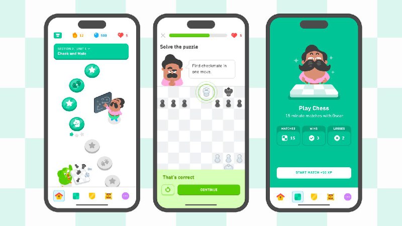 Duolingo запускает курсы по ШАХМАТАМ — будут уроки по тактике, эндшпилю, мини-матчи и головоломки. Вести курсы будет усач Оскар. Duolingo запускает курсы по ШАХМАТАМ — будут уроки по тактике, эндшпилю, мини-матчи и головоломки. Вести курсы будет усач Оскар.