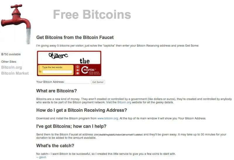 В 2010 году сайт Bitcoin Faucet раздавал по 5 биткоинов каждому... В 2010 году сайт Bitcoin Faucet раздавал по 5 биткоинов каждому...