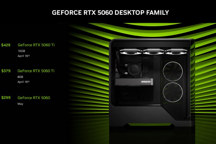 ⚡️Объявлены цены RTX 5060 — NVIDIA только что выкатила стоимость самых народных карточек. ⚡️Объявлены цены RTX 5060 — NVIDIA только что выкатила стоимость самых народных карточек.