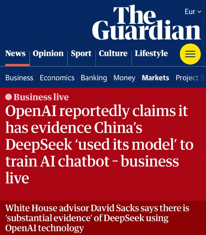 DeepSeek УКРАЛИ ChatGPT — OpenAI утверждают, что у них есть доказательства того, что китайцы тренировали свою модель на наработках американцев. DeepSeek УКРАЛИ ChatGPT — OpenAI утверждают, что у них есть доказательства того, что китайцы тренировали свою модель на наработках американцев.