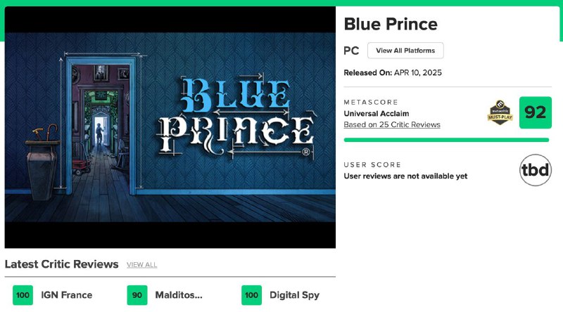 Новая головоломка Blue Prince бьет все рекорды — на Metacritic у игры уже 92 балла. Это больше, чем у Split Fiction и вообще всех игр 2025 года. Новая головоломка Blue Prince бьет все рекорды — на Metacritic у игры уже 92 балла. Это больше, чем у Split Fiction и вообще всех игр 2025 года.