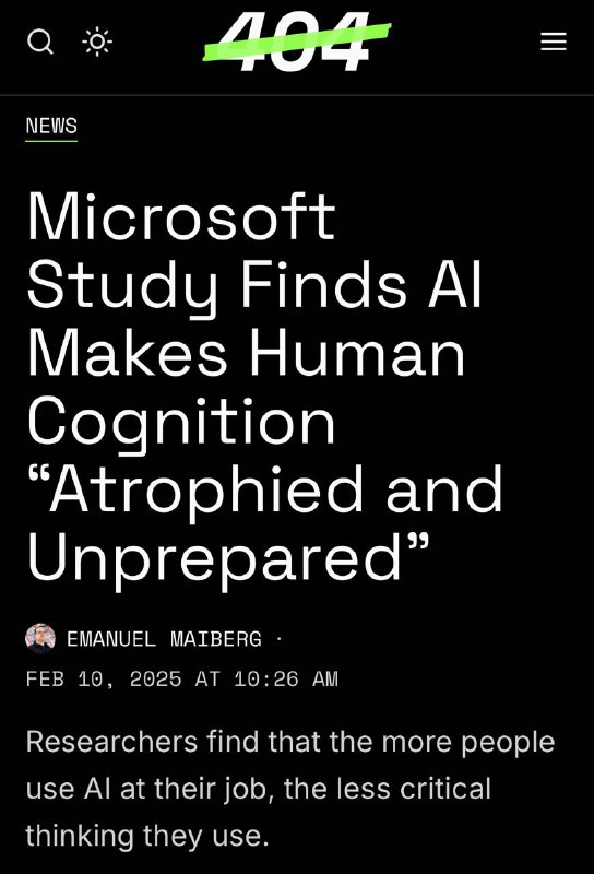 Мы ТУПЕЕМ от нейронок — доказали исследователи из Microsoft и Университета Карнеги-Меллона. Мы ТУПЕЕМ от нейронок — доказали исследователи из Microsoft и Университета Карнеги-Меллона.