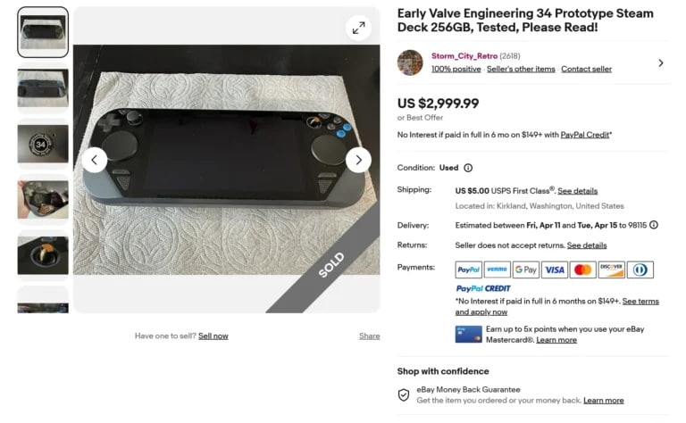 Один из прототипов Steam Deck продали на eBay за 3 тысячи долларов Один из прототипов Steam Deck продали на eBay за 3 тысячи долларов