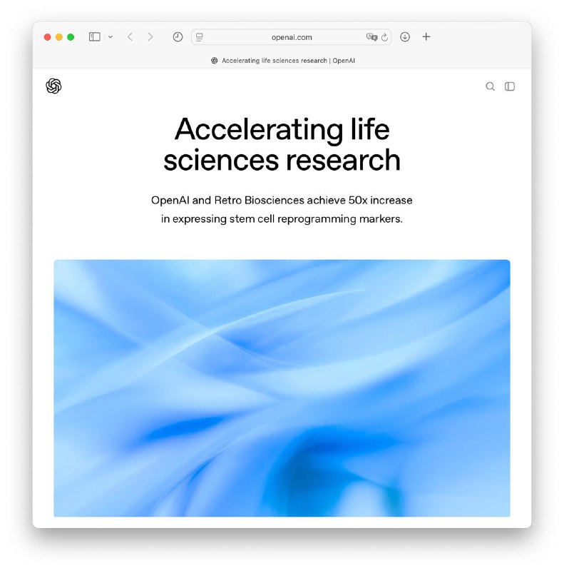 Нейронки могут остановить старение: OpenAI создали модель GPT-4b micro, которая способна ускорить генерацию стволовых клеток. Нейронки могут остановить старение: OpenAI создали модель GPT-4b micro, которая способна ускорить генерацию стволовых клеток.
